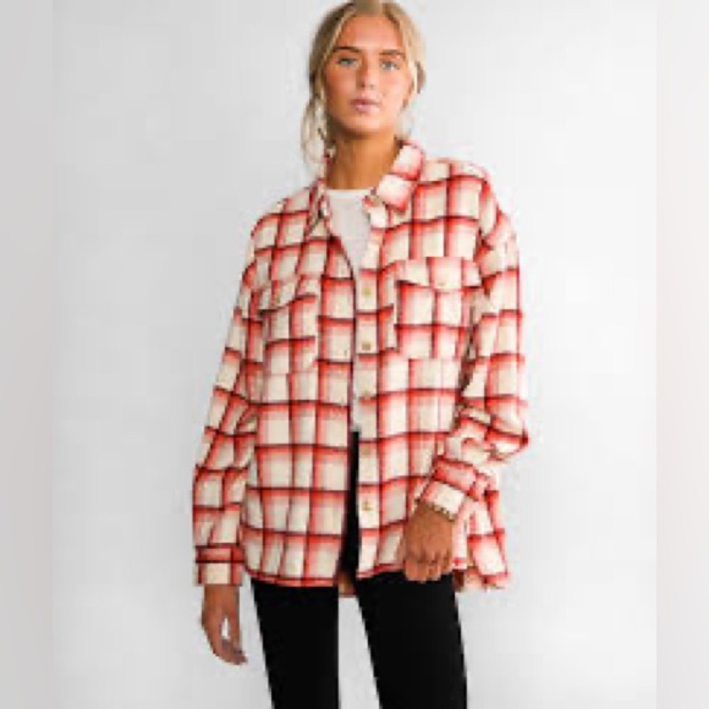 NWOT | BKE | Boyfriend Fit Brushed Knit Flannel | Multi | M